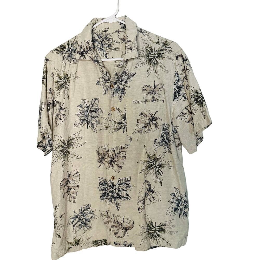 Batik Bay Island Casual Medium Silk Aloha Button Up Tropical Hawaiian Shirt
